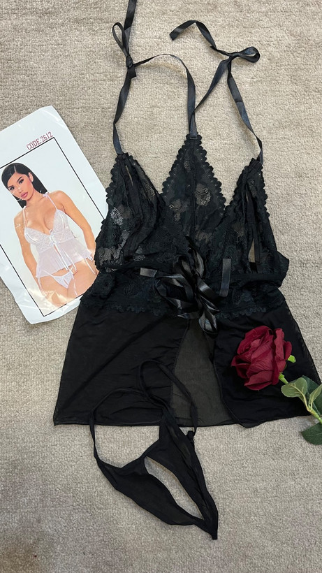 لباس خواب گیپور و حریر بندی مدل “Black Angel”